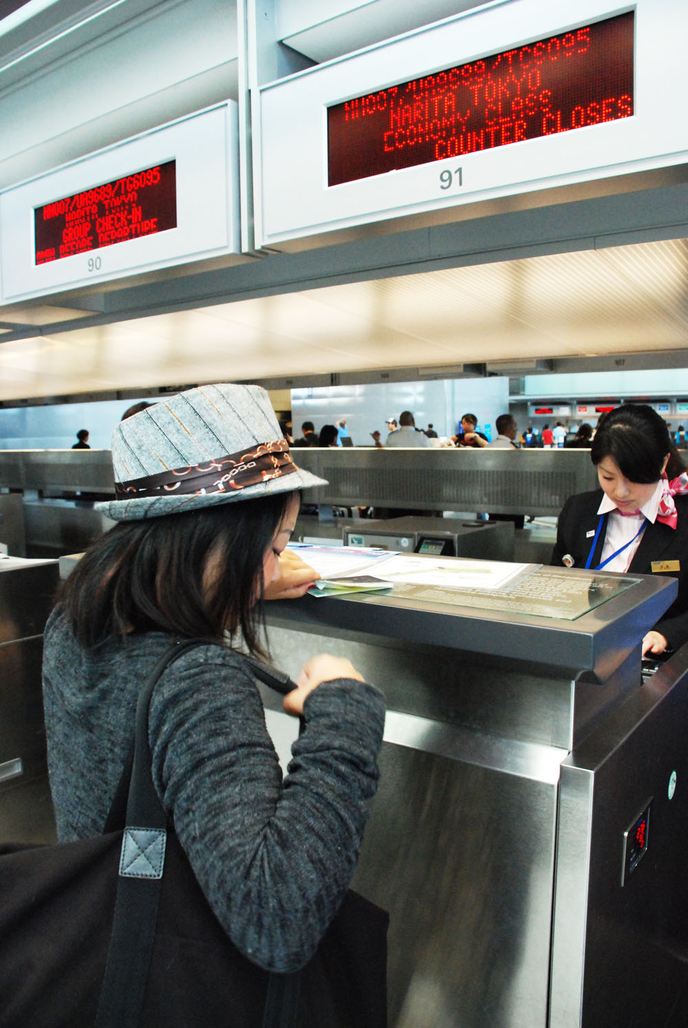 At the ticket counter.