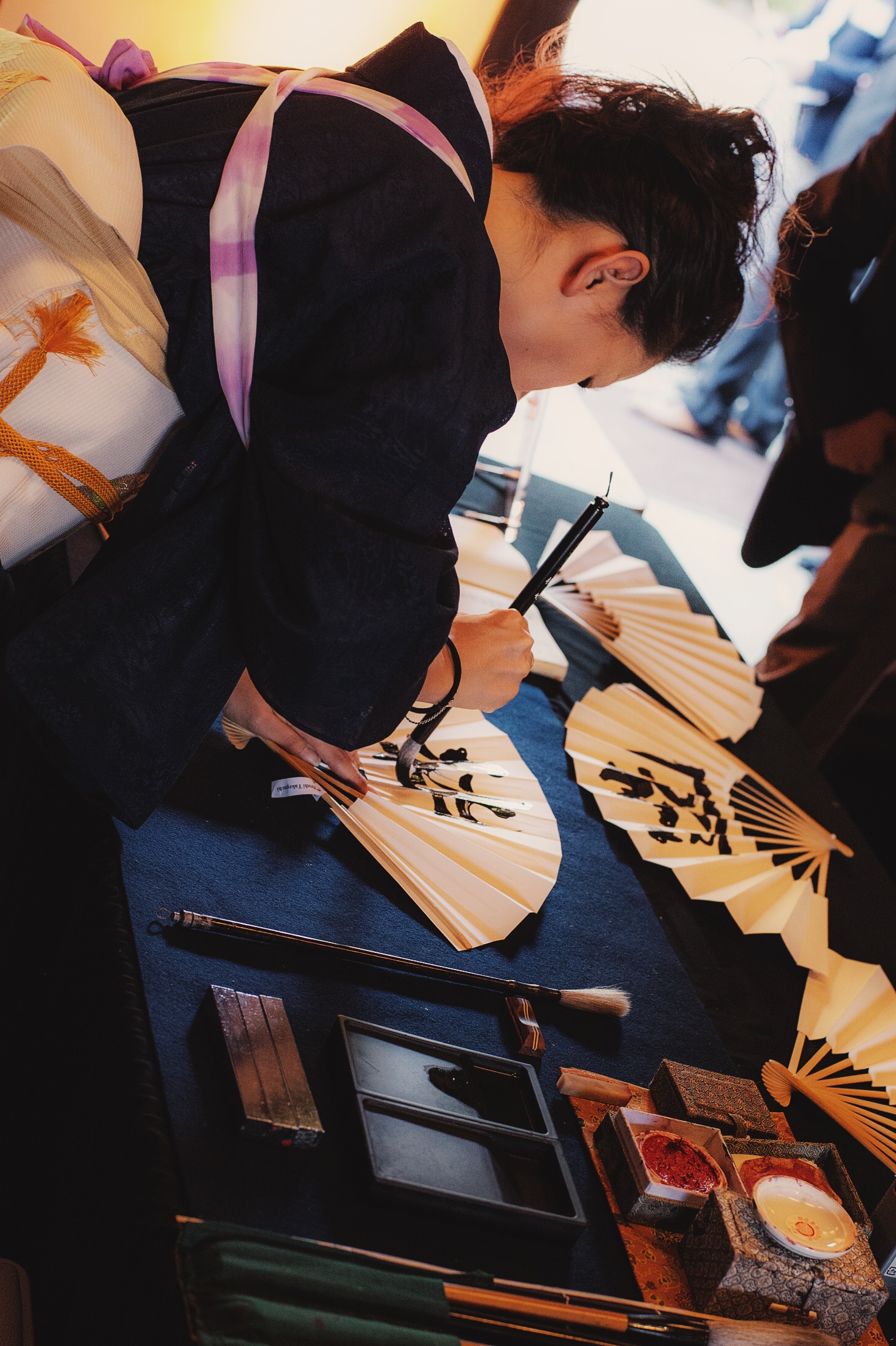 Calligraphy on Japanese Fan @ Hakone Garden